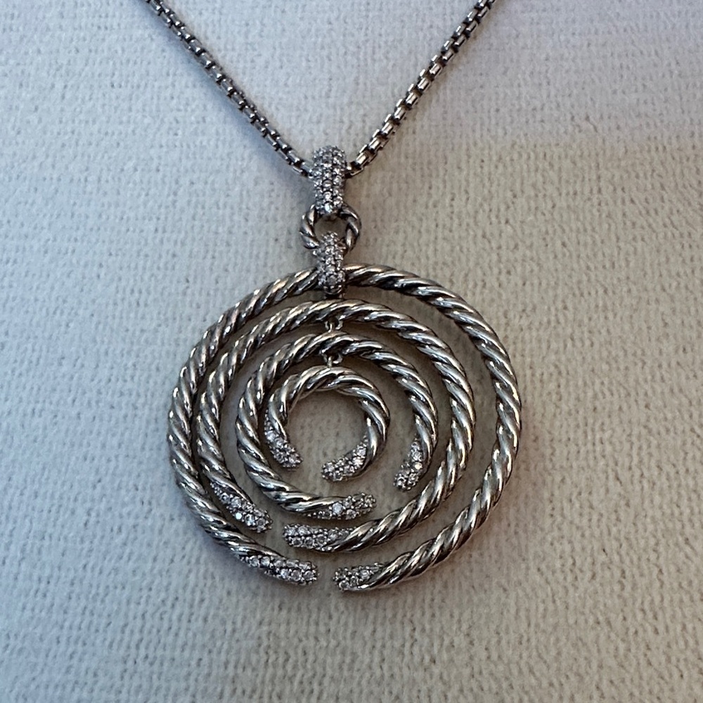 David Yurman Large Willow Pendant Necklace with Diamonds
